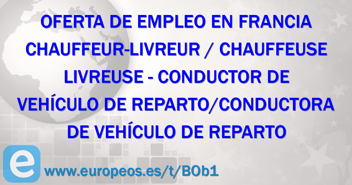 Chauffeur-livreur / Chauffeuse-livreuse. Eure. Francia